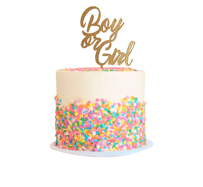 Letrero para pastel “Boy or Girl” Glitter