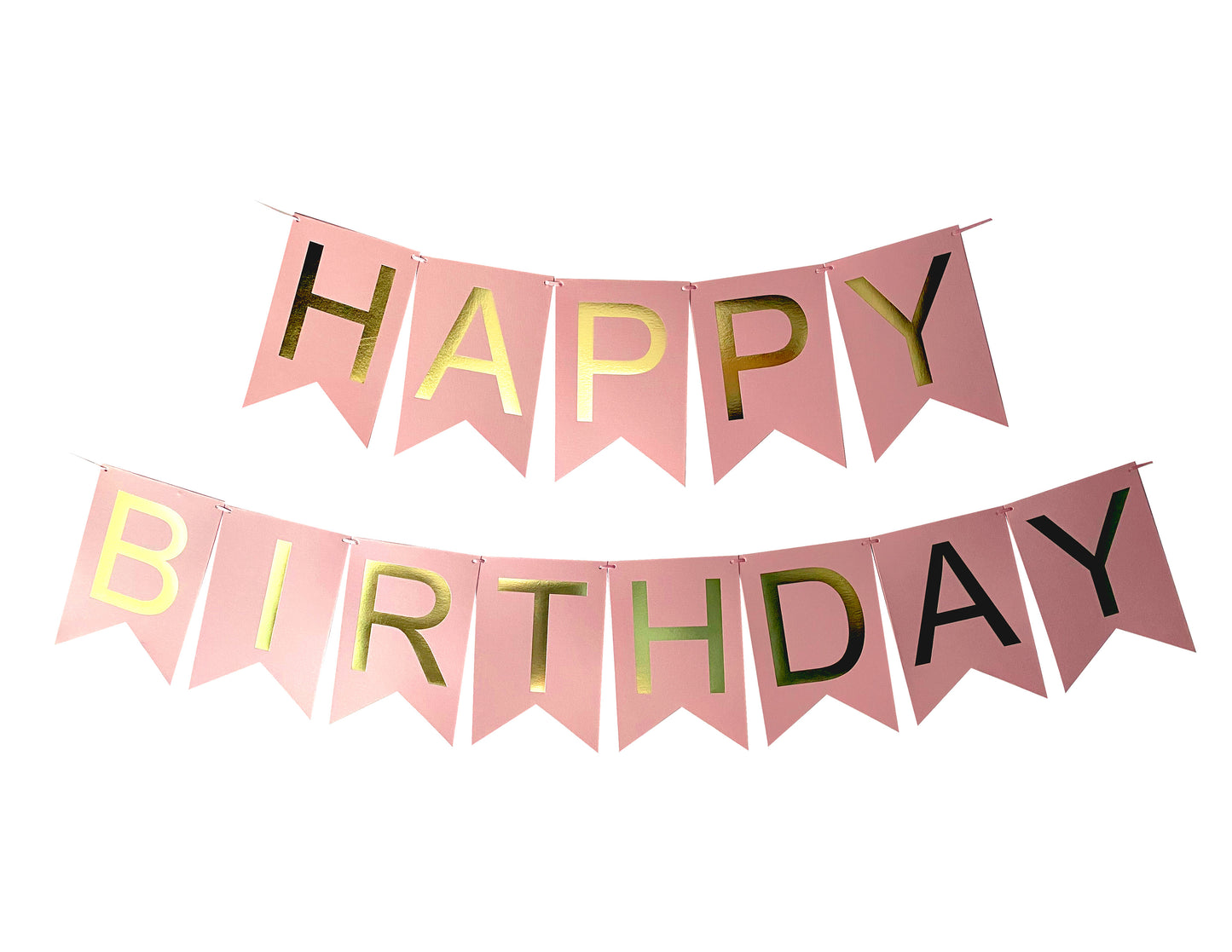 Banderín Happy Birthday Rosa con Dorado Foil