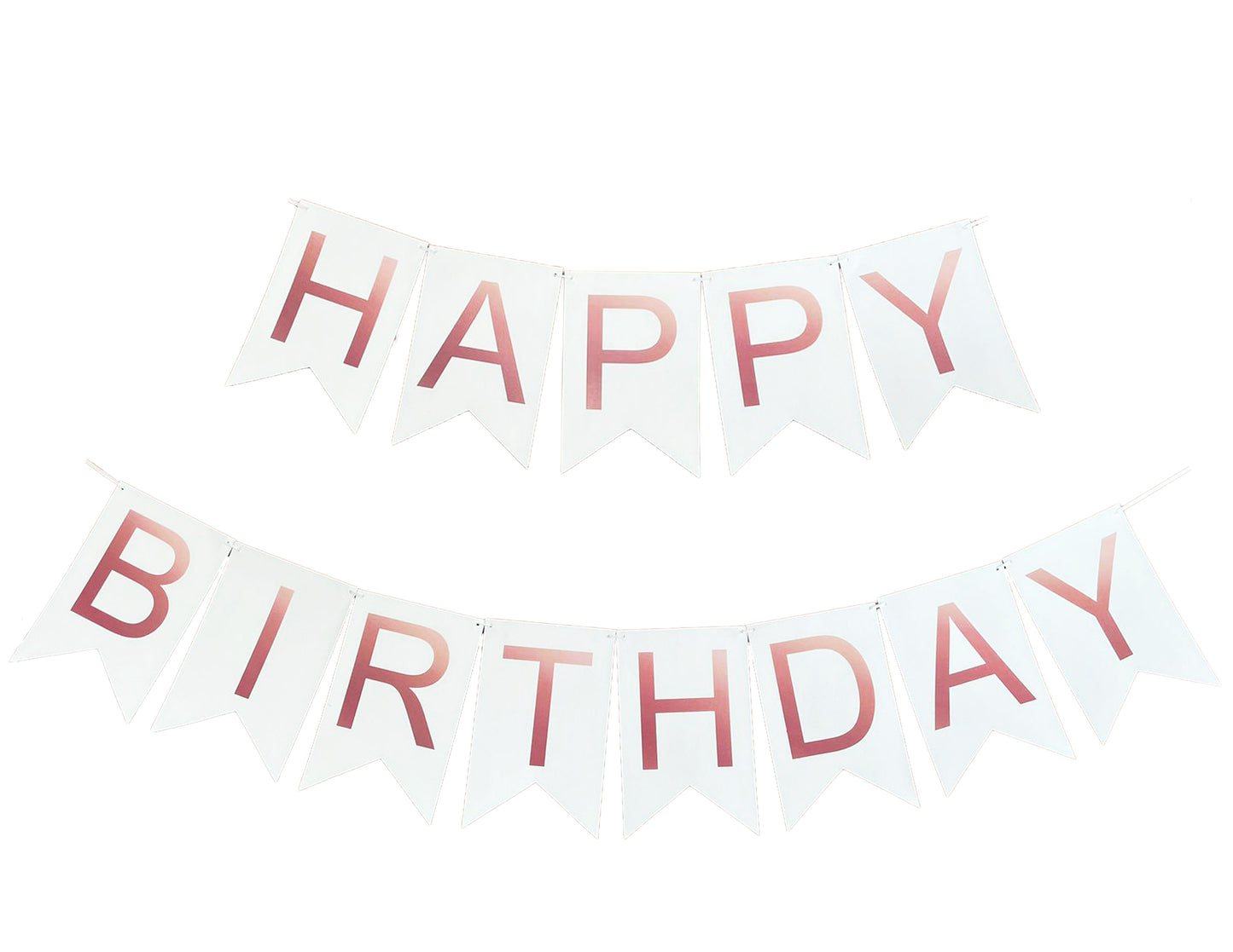 Banderín Happy Birthday Blanco con Oro Rosado