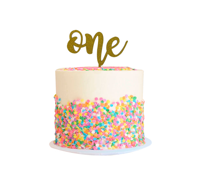 Letrero para pastel “One" Glitter
