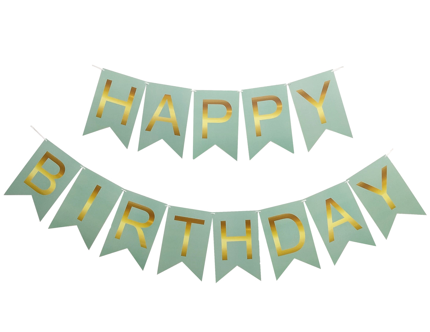 Banderín Happy Birthday Menta con Dorado