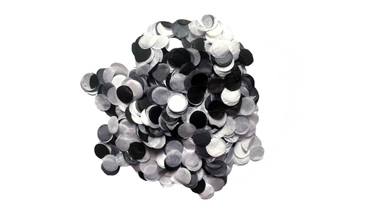 Confeti Círculos Negro, Gris y Blanco