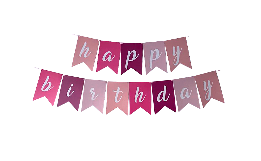 Banderín Happy Birthday Rosas Cursivas