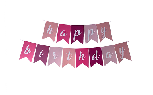 Banderín Happy Birthday Rosas Cursivas