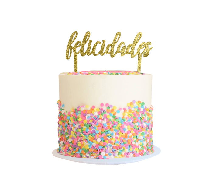 Letrero para pastel “Felicidades” Glitter