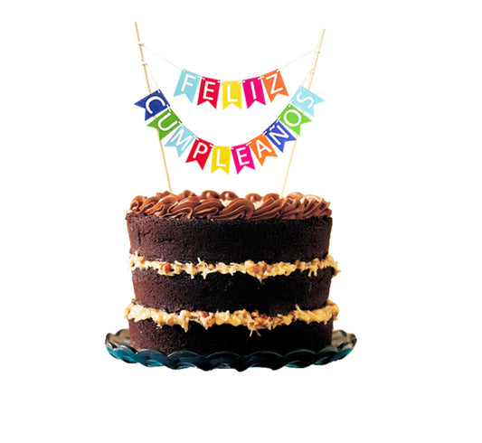 Letrero para pastel Feliz Cumpleaños Multicolor